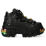 Men's New Rock WALL106-S23 Boots Black Leather Platform Gothic