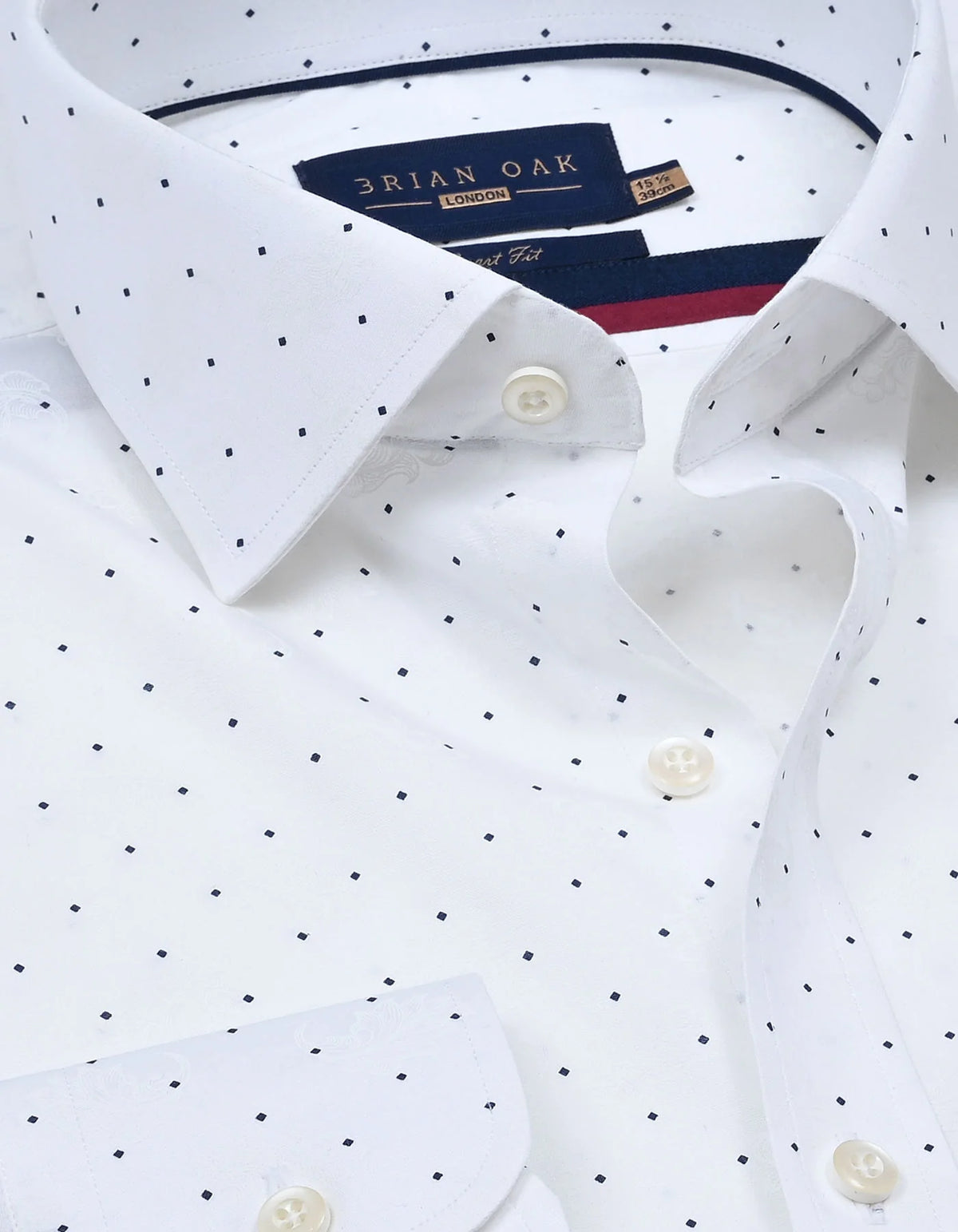 Men's Navy Dotted White Dress Shirt