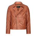 Mens Vintage Washed Tan Brown Real Leather Biker Jacket Cross Zip Retro Casual - Knighthood Store