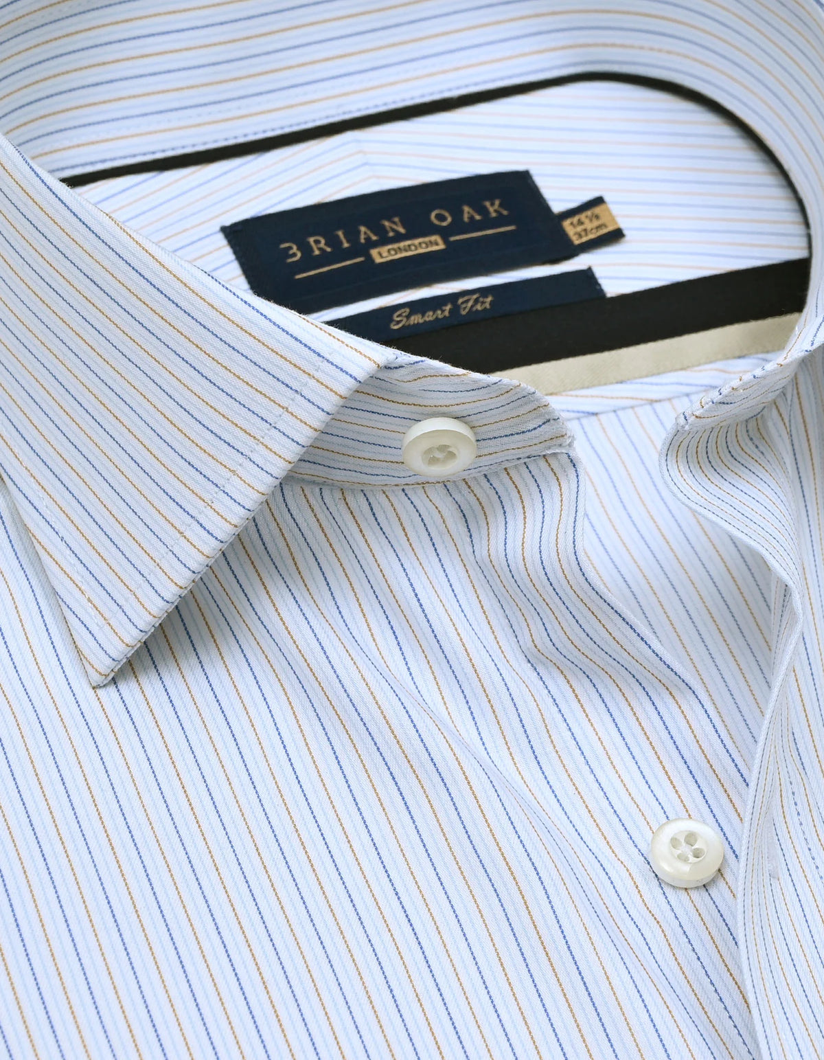 Men's Striped Cotton Dress Shirt – Blue and Mustard