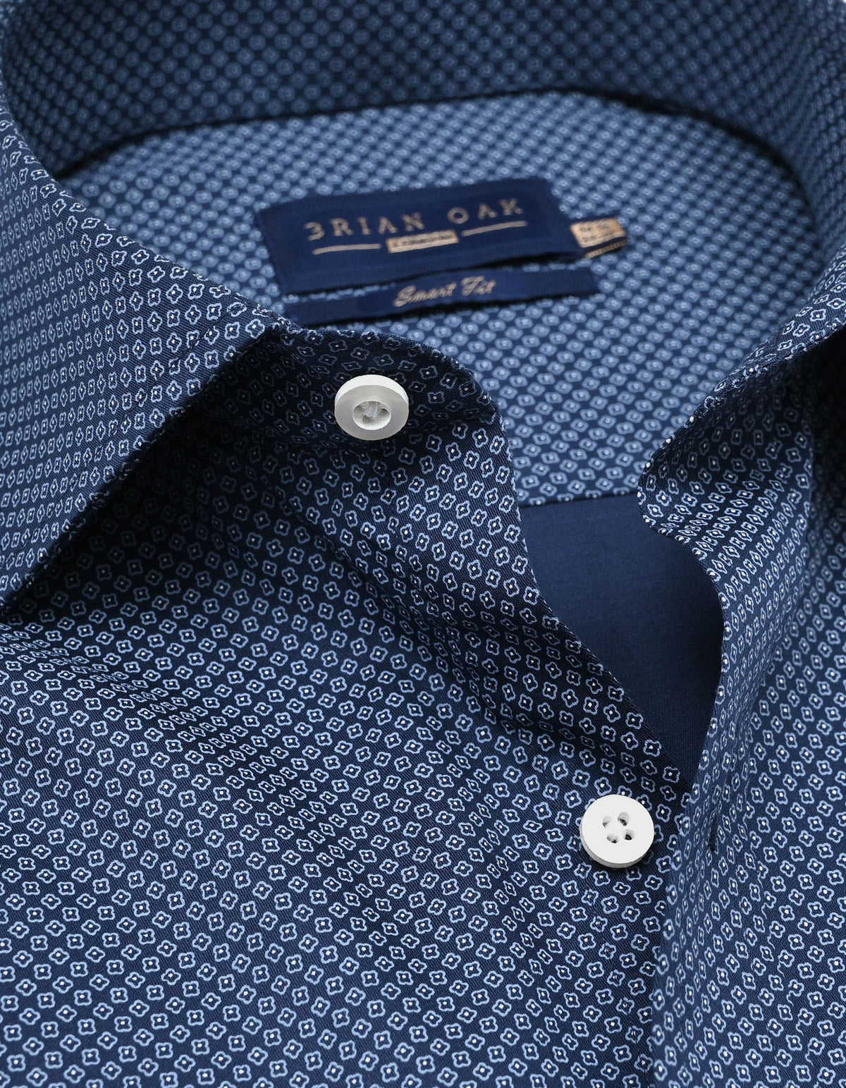 Men's Mini Floral Print Shirt – Navy Blue
