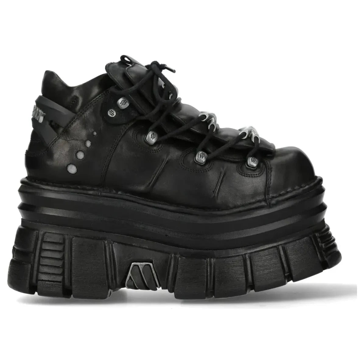 Women's New Rock M-106-C178 Black Gothic Punk Chunky Ankle Boots