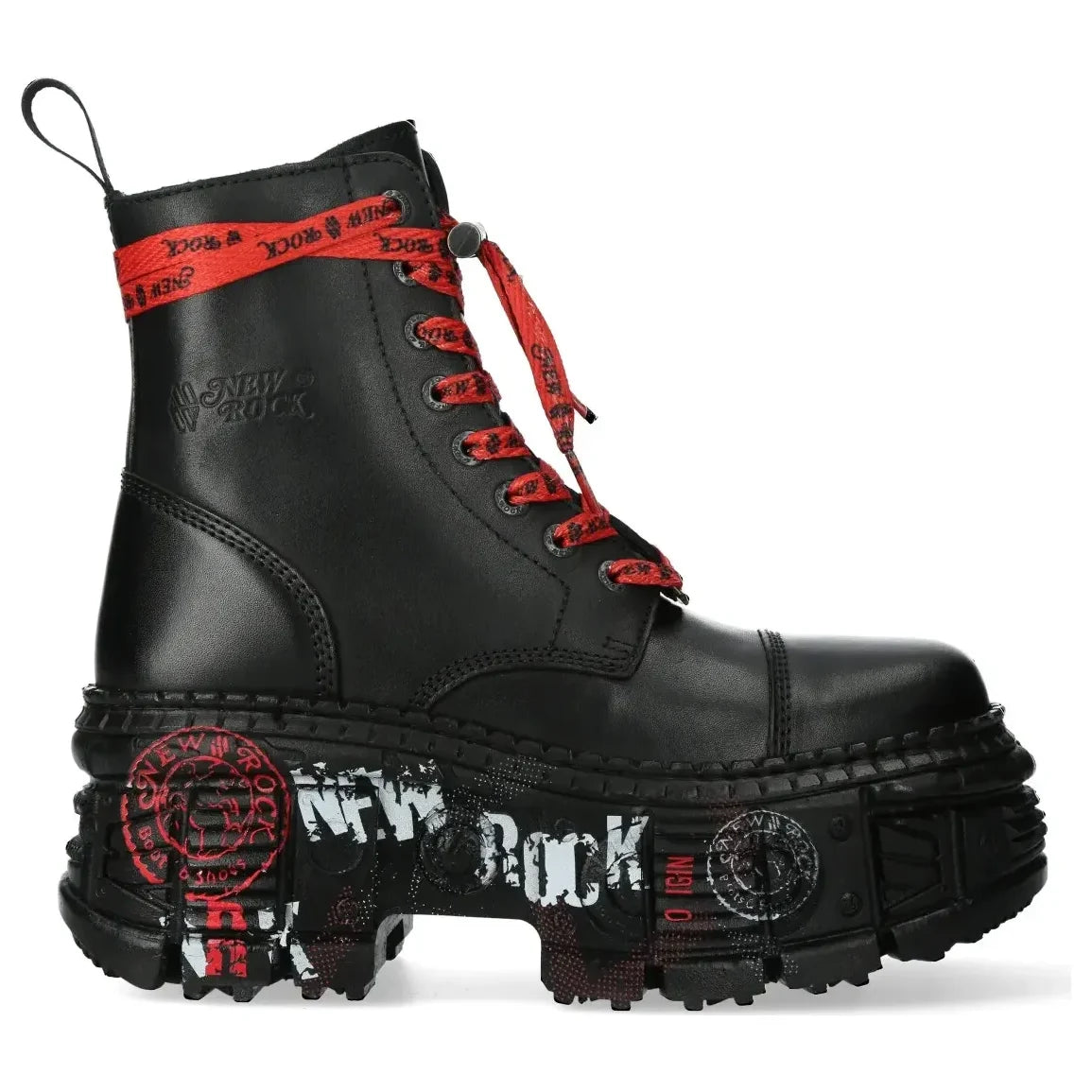 Men's New Rock WALL126CCT-C1 Boots Black Leather Platform Gothic