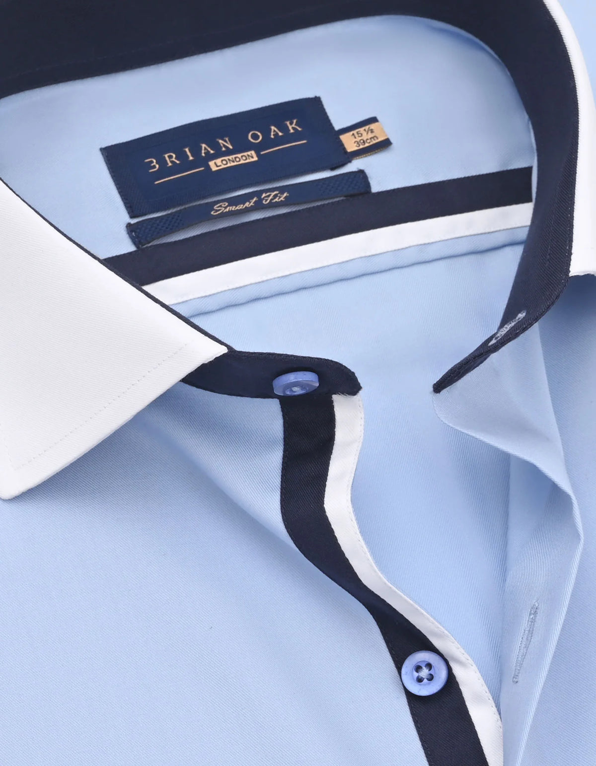 Men's Sky Blue Twill Formal Shirt with White Contrast Collar