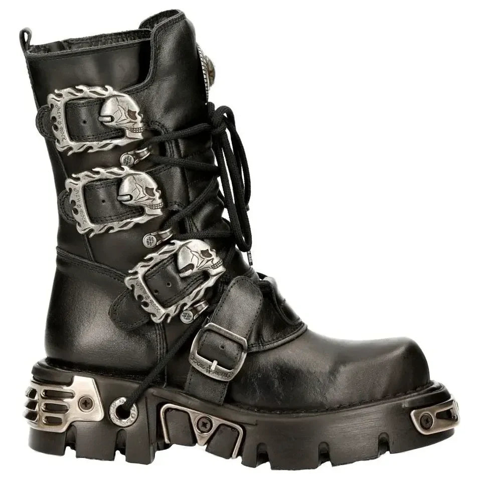 New Rock 391 S1 Reactor Boots Goth Metallic Unisex Black