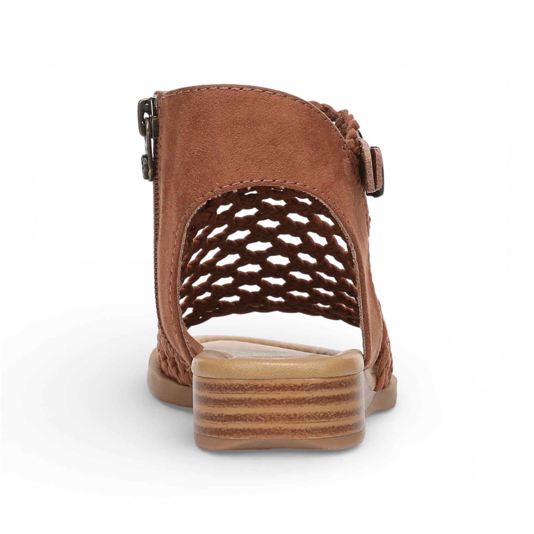 Anuella - Women's Cognac Brown Weave Micro Wedge Sandals