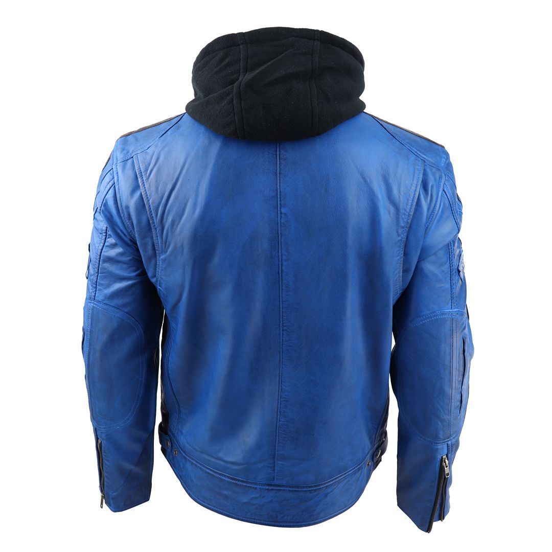 Men's Hooded Zipped Biker Leather Jacket | Infinity