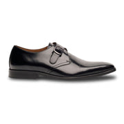 Romero - Men's Black Single Monk Strap Polished Shoes