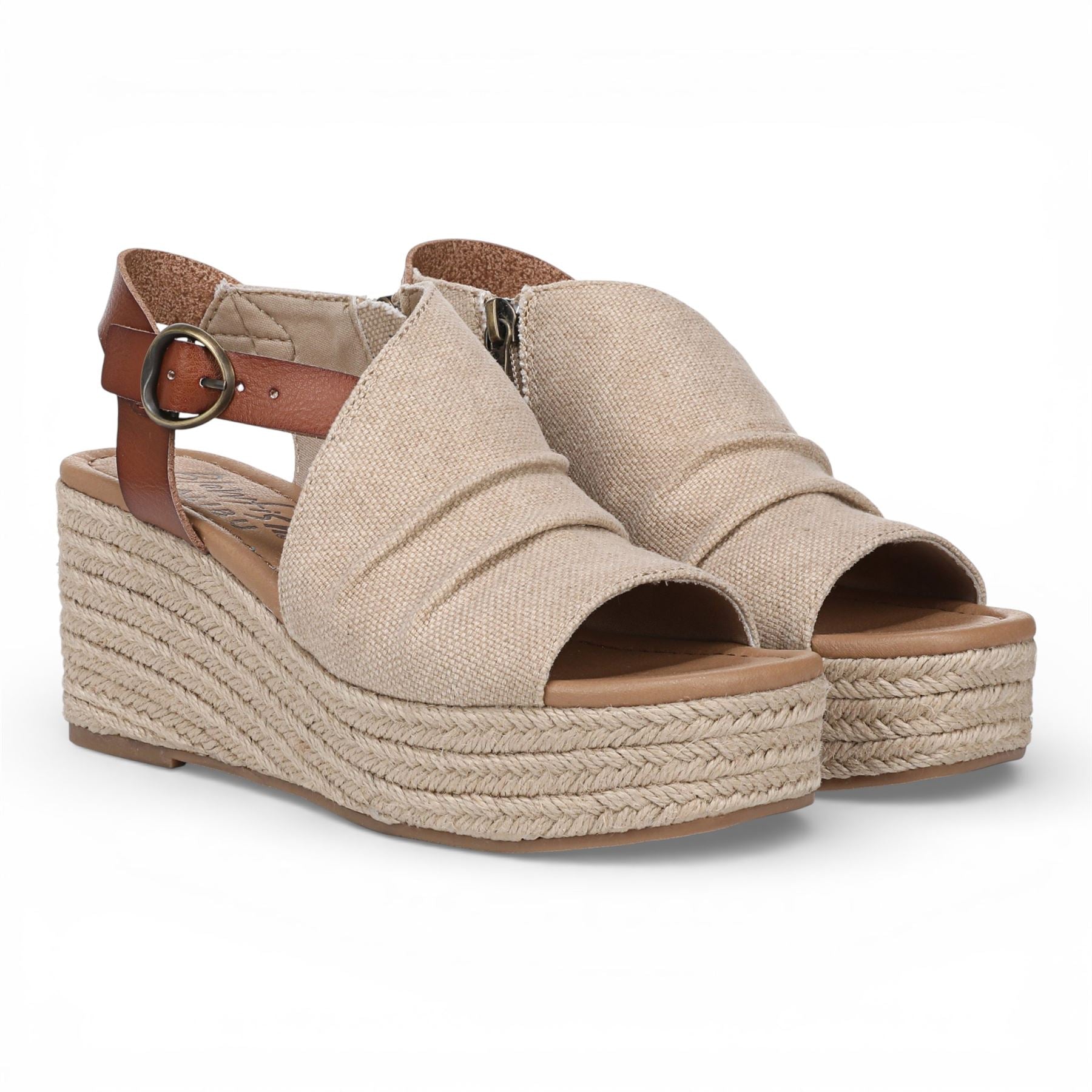 Amira - Women's Brown Beige Wedge Slingbacks Heel Sandals