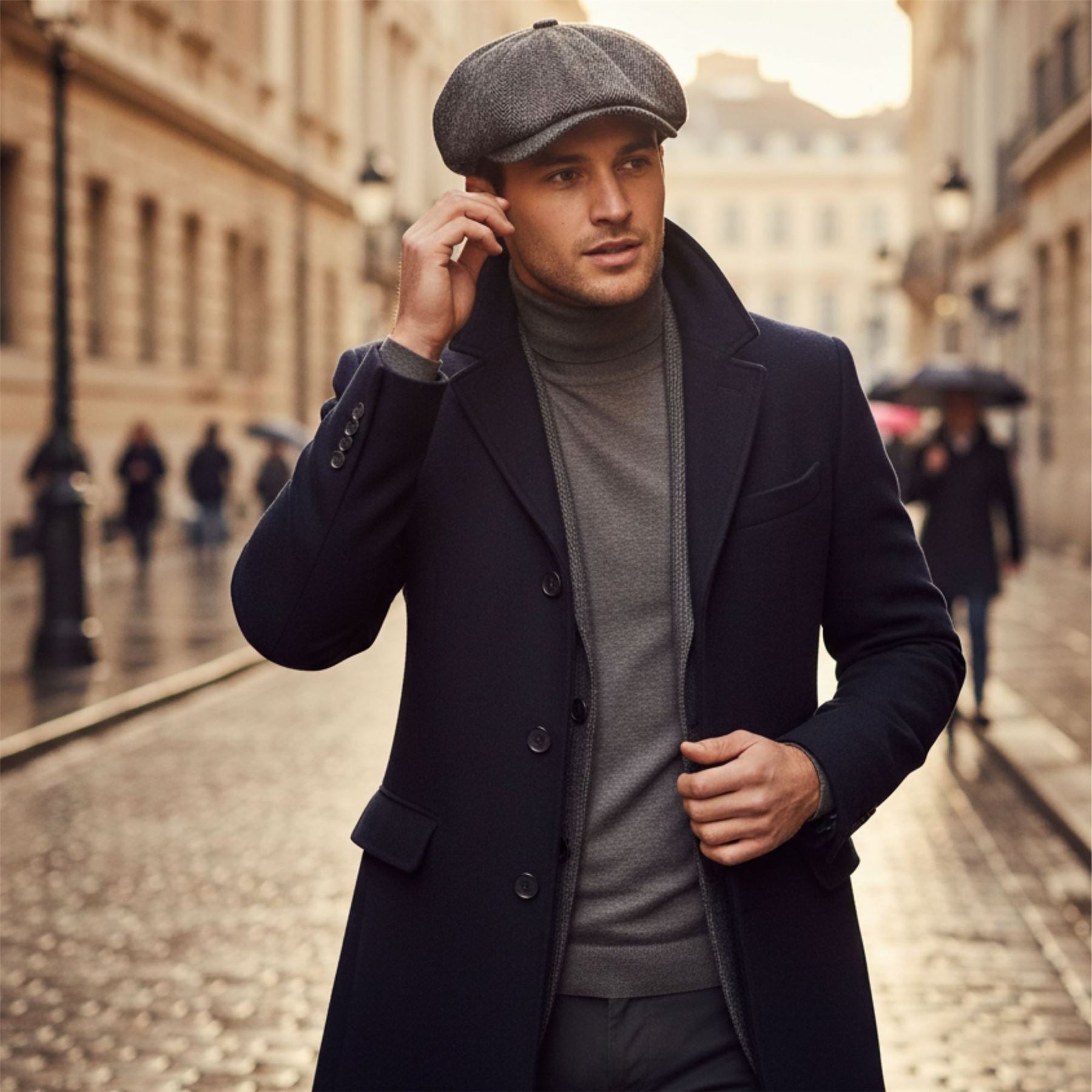 Men's Herringbone Newsboy Classic Flat Cap