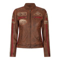 Women's Leather Motorcycle Biker Jacket - Knighthood Store