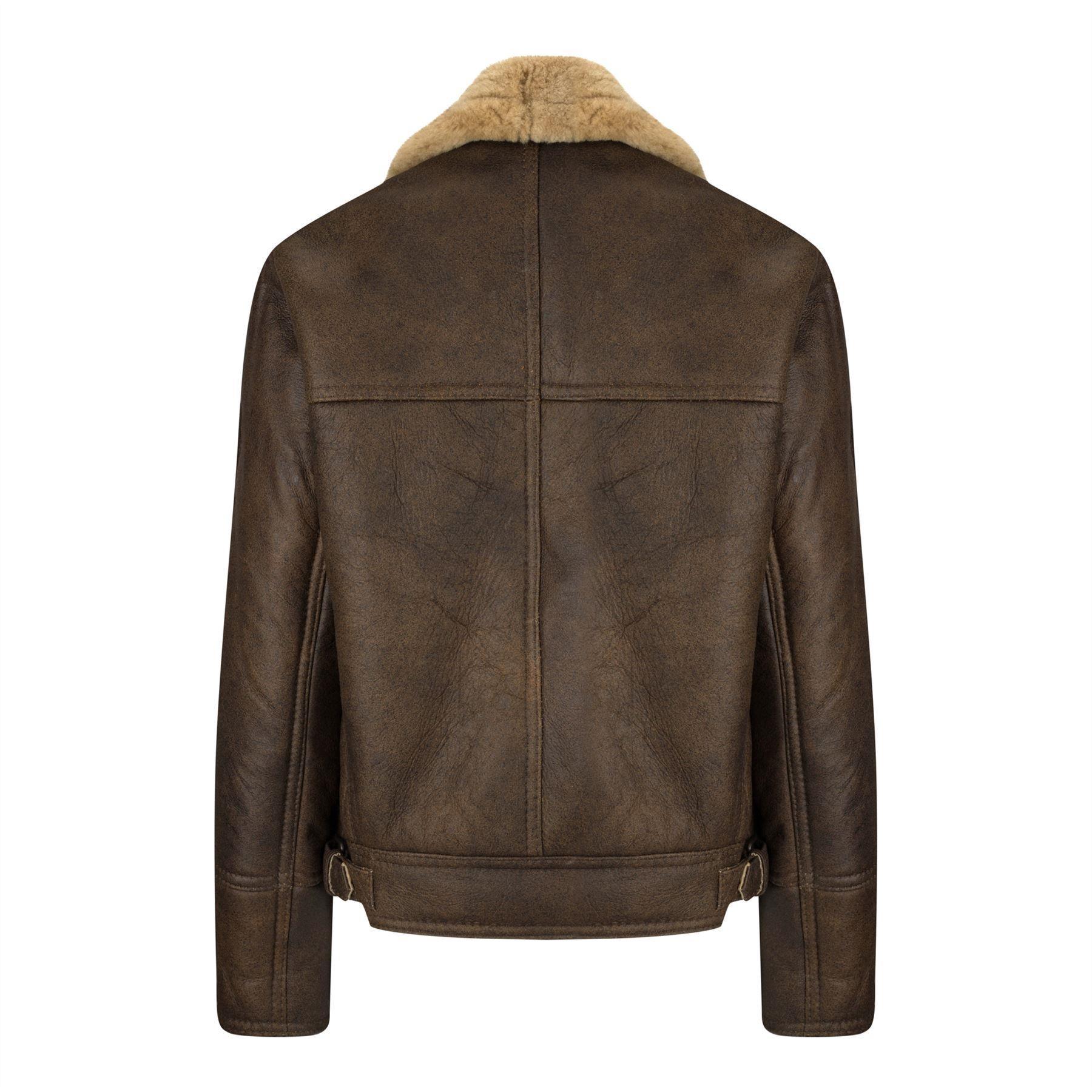 Ladies Winter 100% Real Sheepskin Leather Camel Brown Ginger Aviator Jacket - Knighthood Store