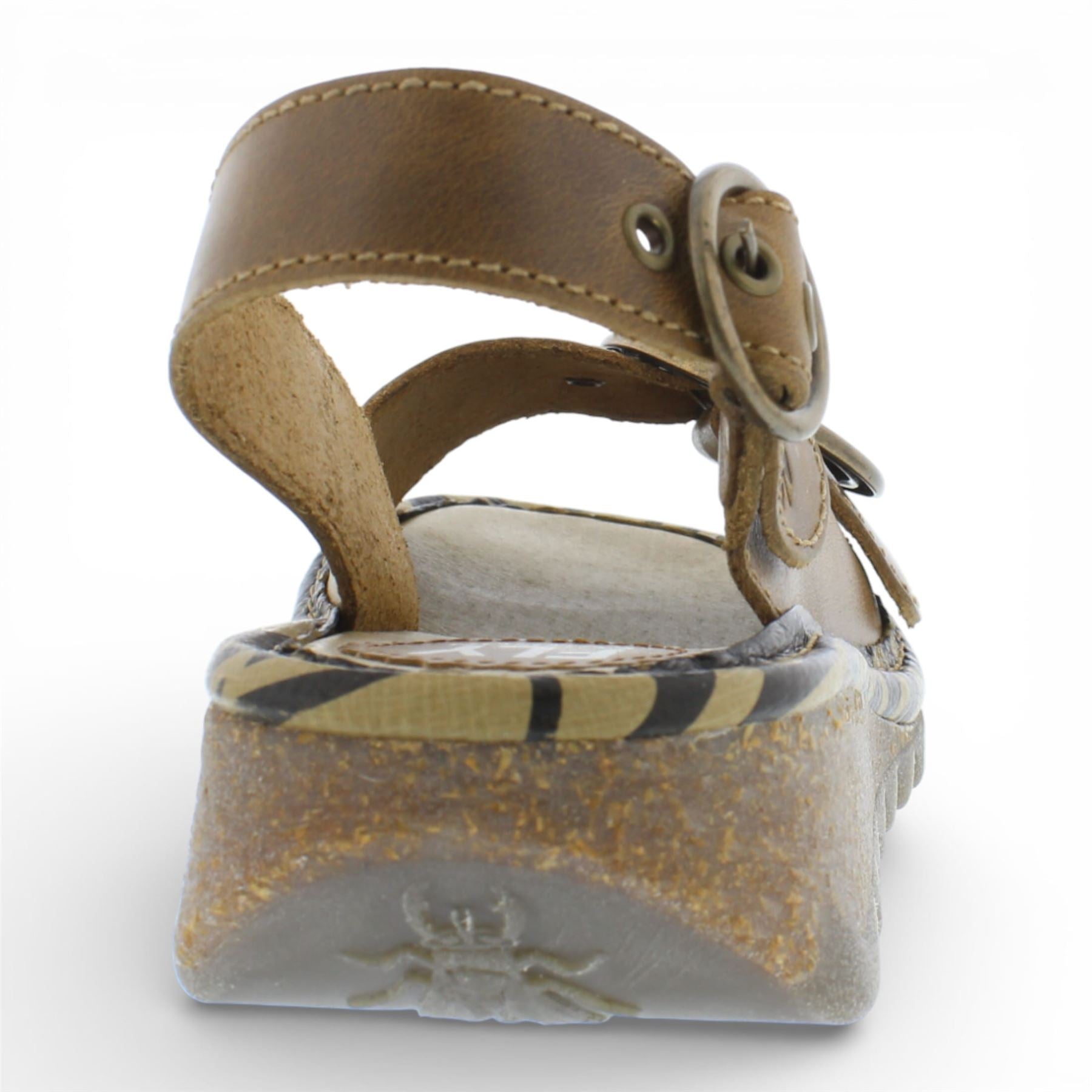 TRAM723FLY - Women’s Camel Brown Leather Wedge Sandals