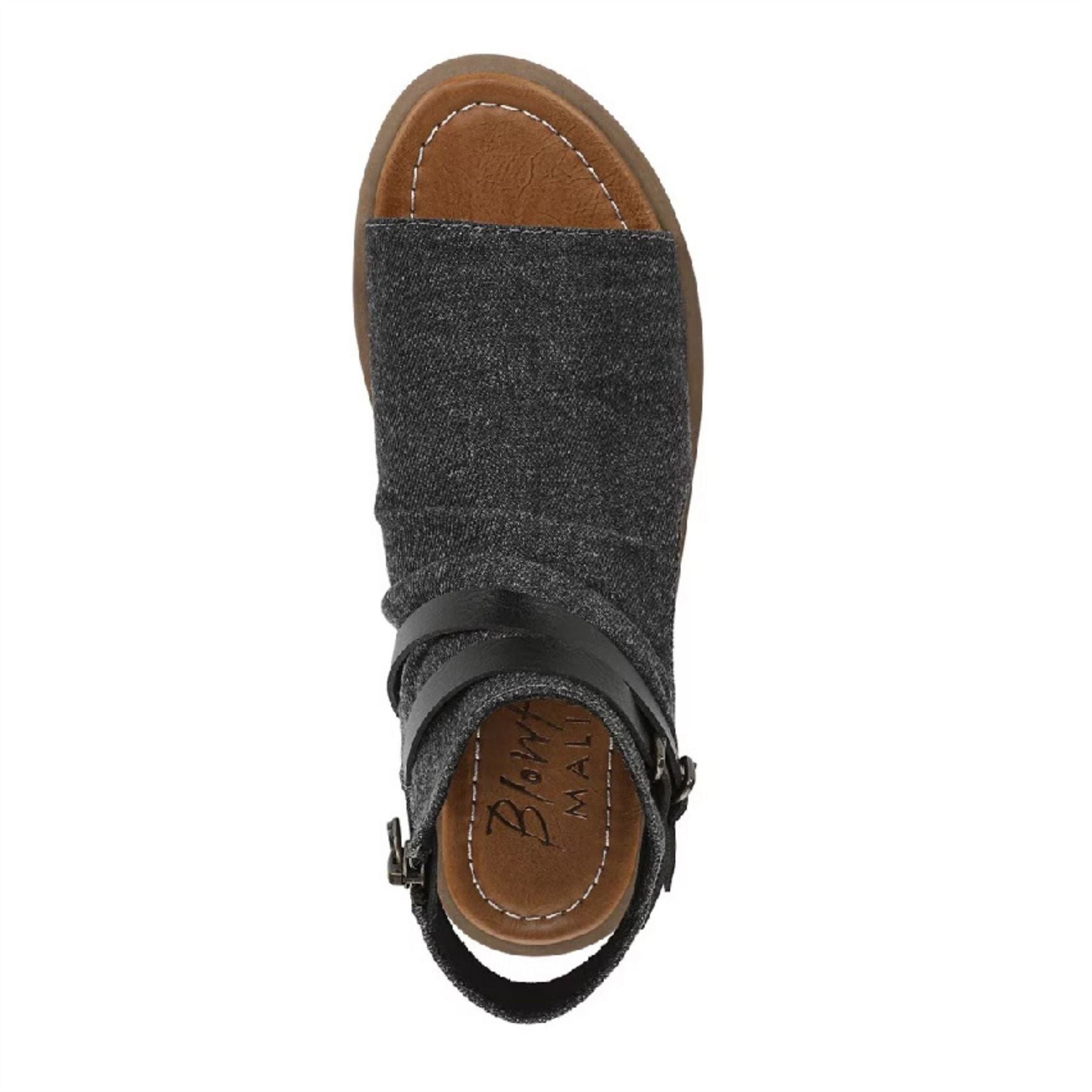 Denver - Women's Charcoal Strappy Low Wedge Sandals