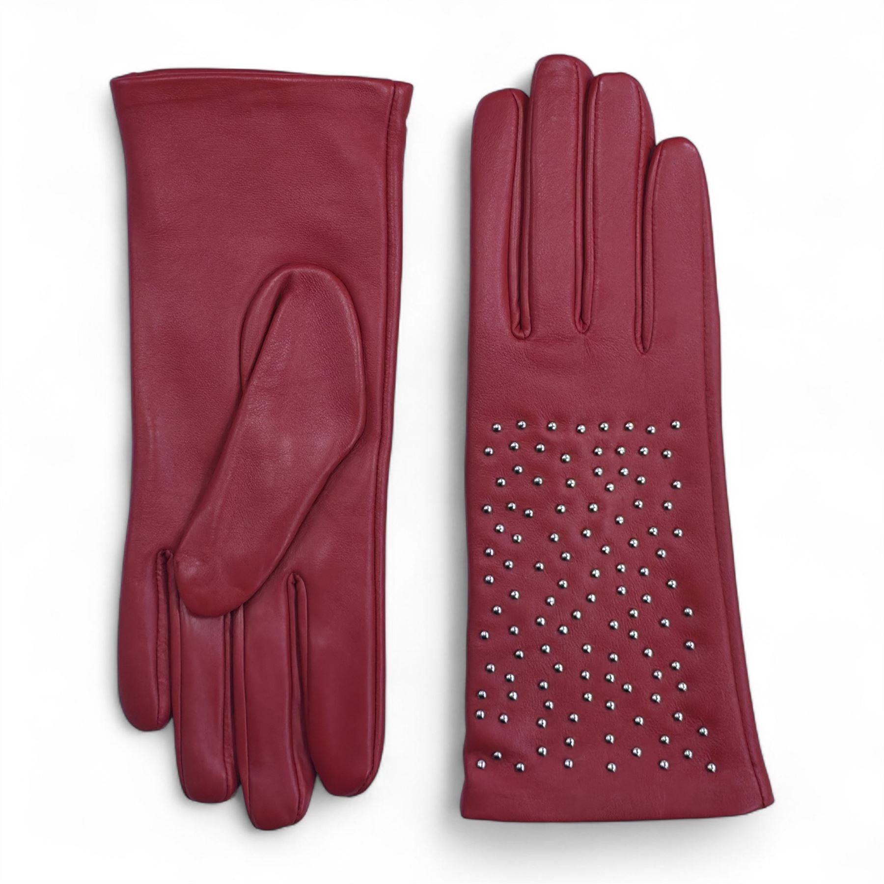 Women’s Leather Studded Wool Lining Fashion Gloves