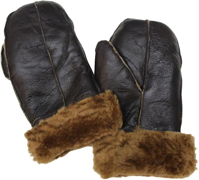Unisex Sheepskin Shearling Leather Thermal Gloves
