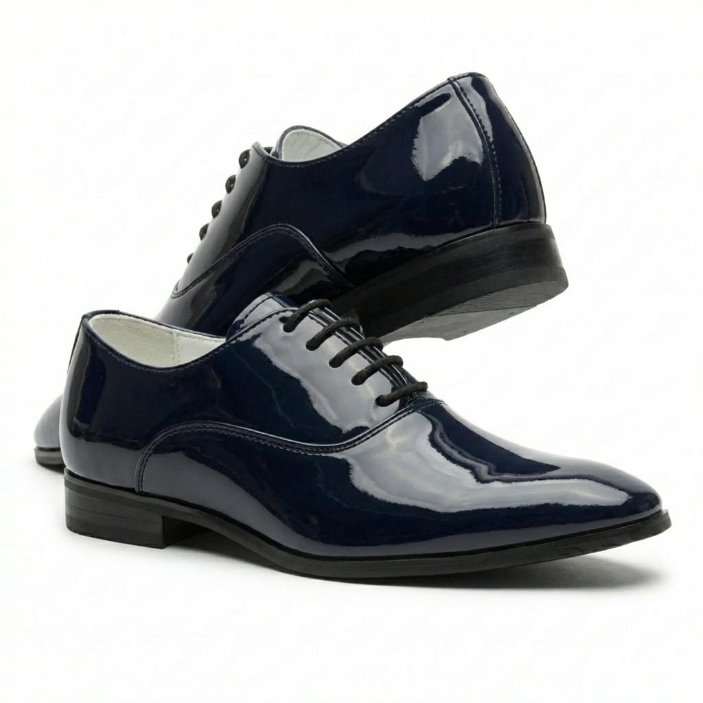 Men’s Formal Patent PU Leather Oxfords Lace-Up Dress Shoes