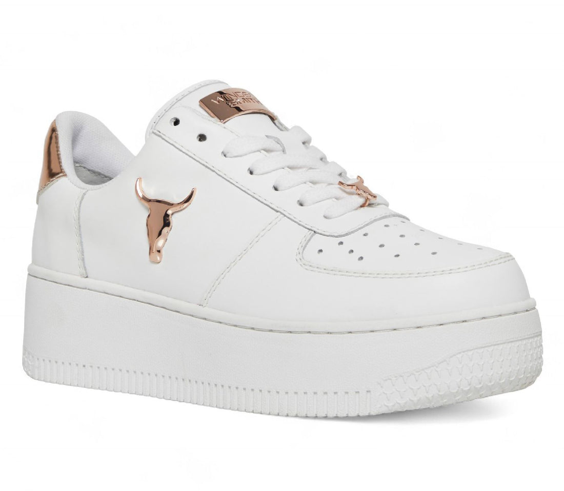 Rich - Women's White Low Top Leather Sneakers