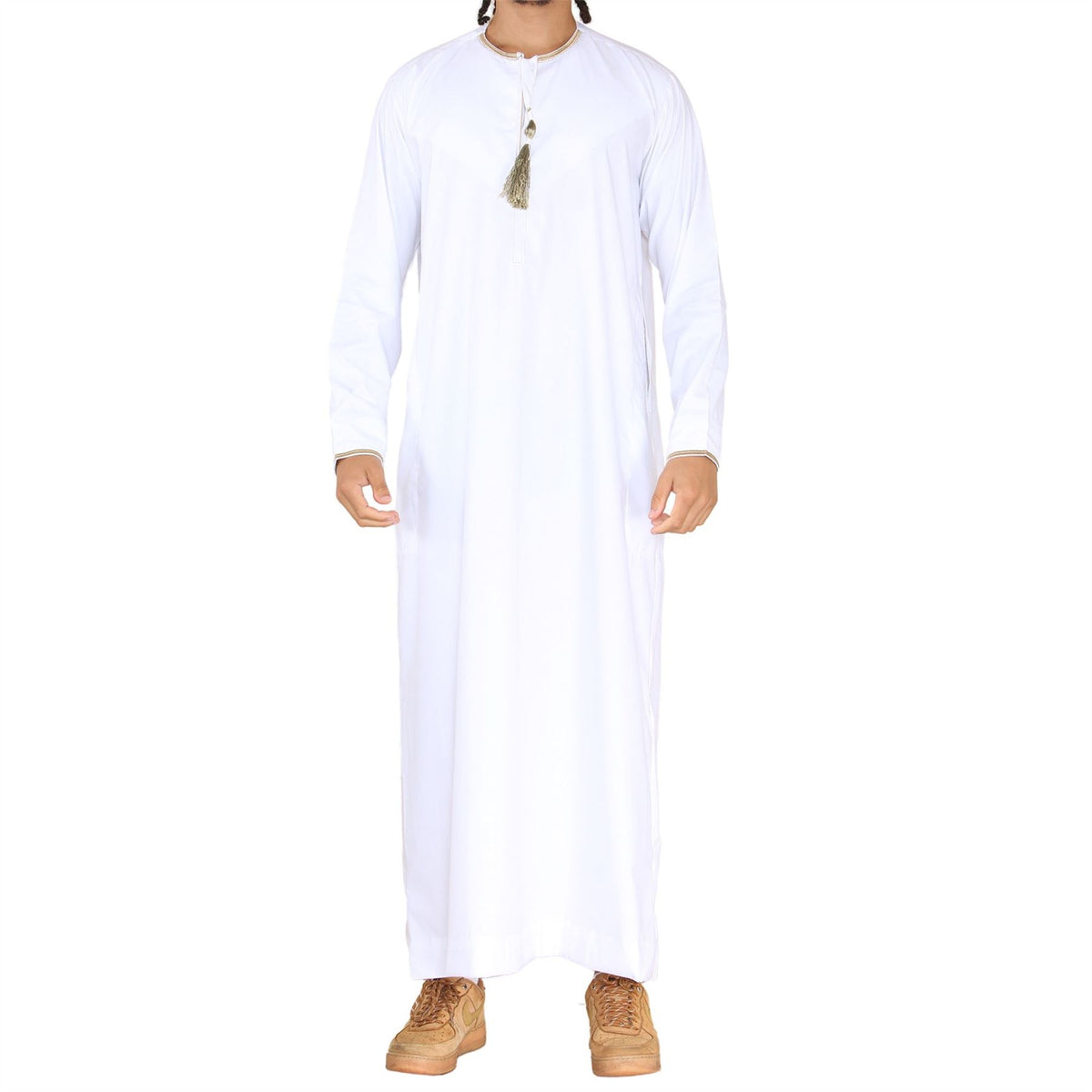 Thobe Jubba da Uomo Emirati Omani Islamico Musulmano Kaftan Eid Robe Arabo