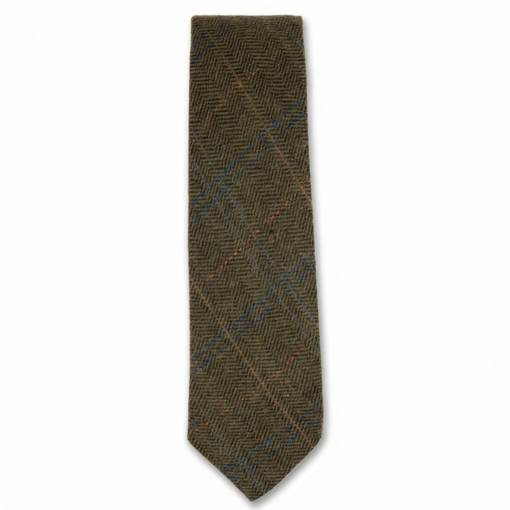 Men's Wool Blend Herringbone Plaid Tweed Tie