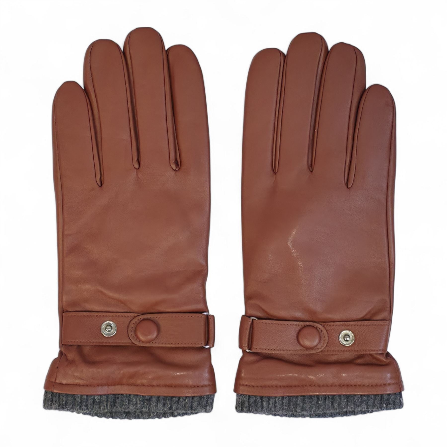 Men’s Genuine Leather Ribbed Knit Cuff Gloves