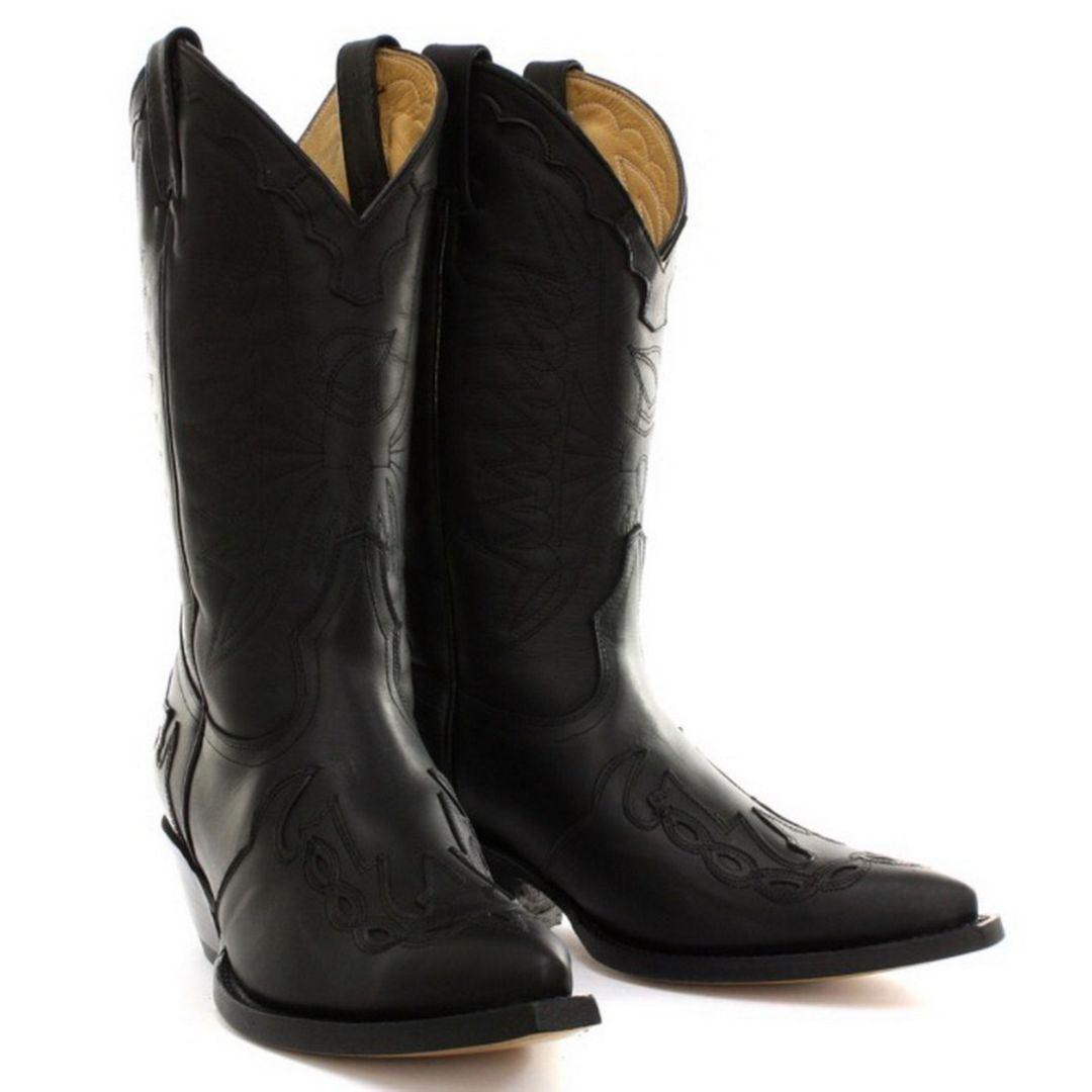 Mens Cowboy Boots Pointed Black Brown Grinders Arizona Real Leather Western Cuban - Knighthood Store