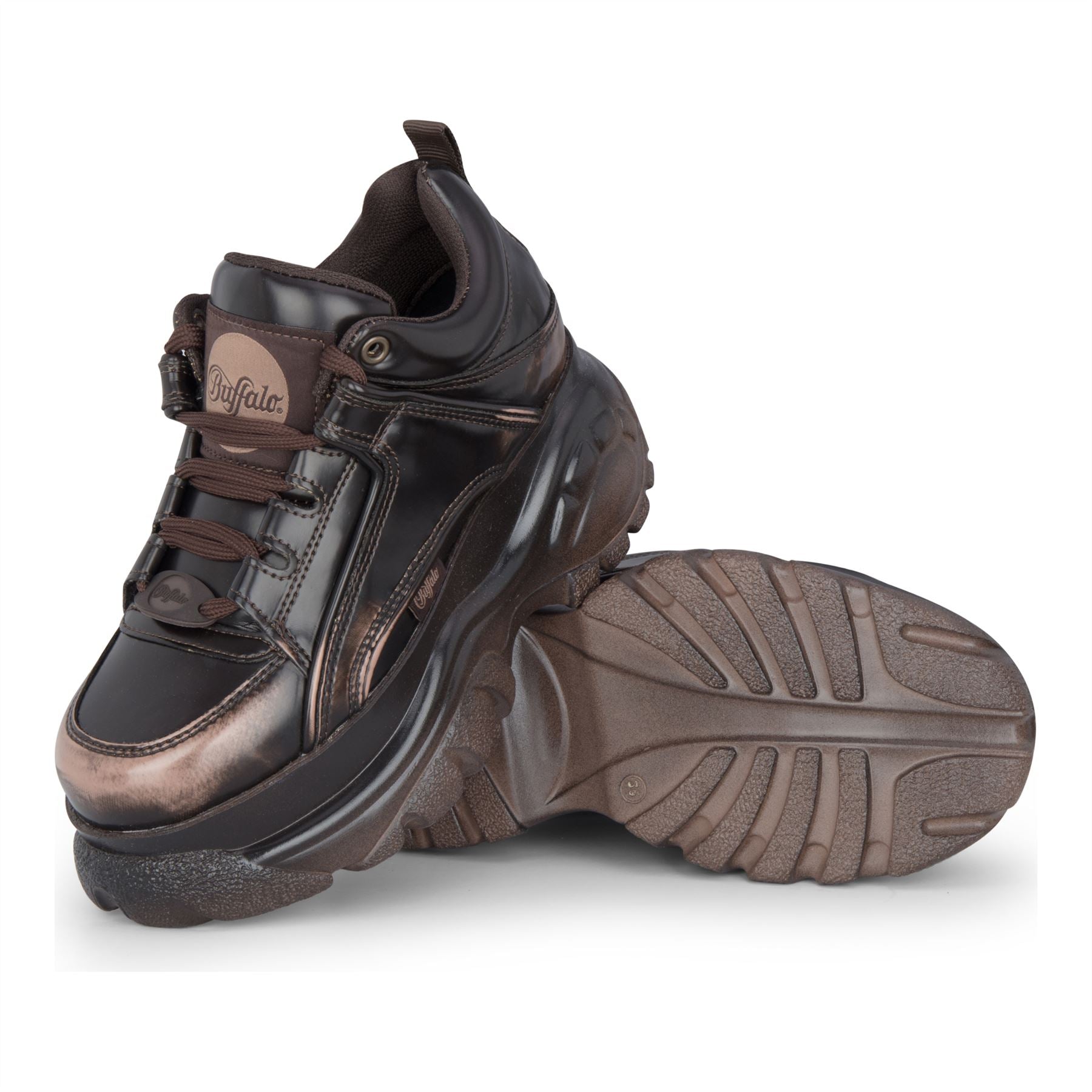 1339-14 VNTG - Women’s Brown Platform Lace-Up Sneakers