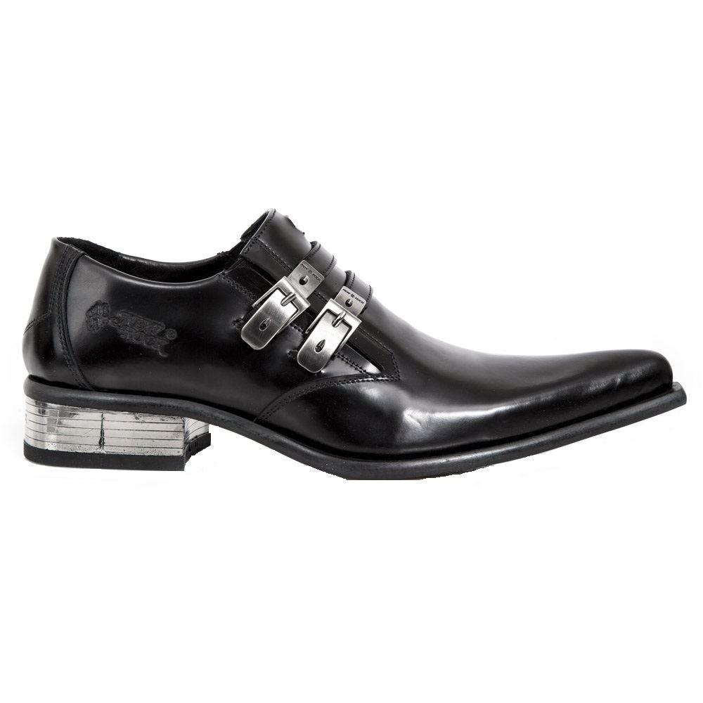 New Rock M-2246-S14 NewMAN SHOES Black Leather Buckle Steel Heel - Knighthood Store