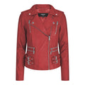 Womens Ladies Real Soft Leather Racing Style Biker Jacket - Knighthood Store