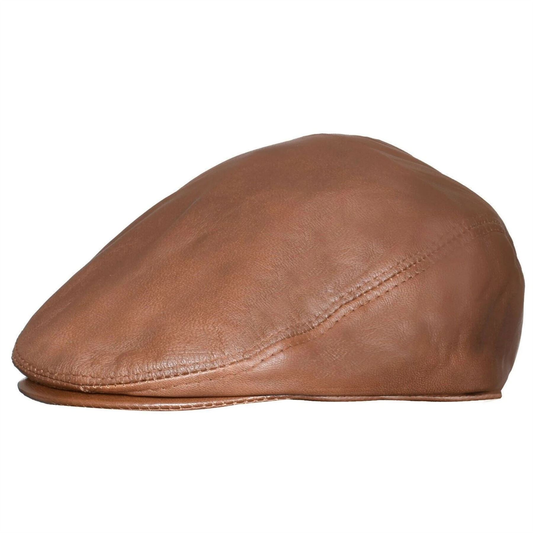 Men's Real Leather Ivy Newsboy Peaked Flat Cap