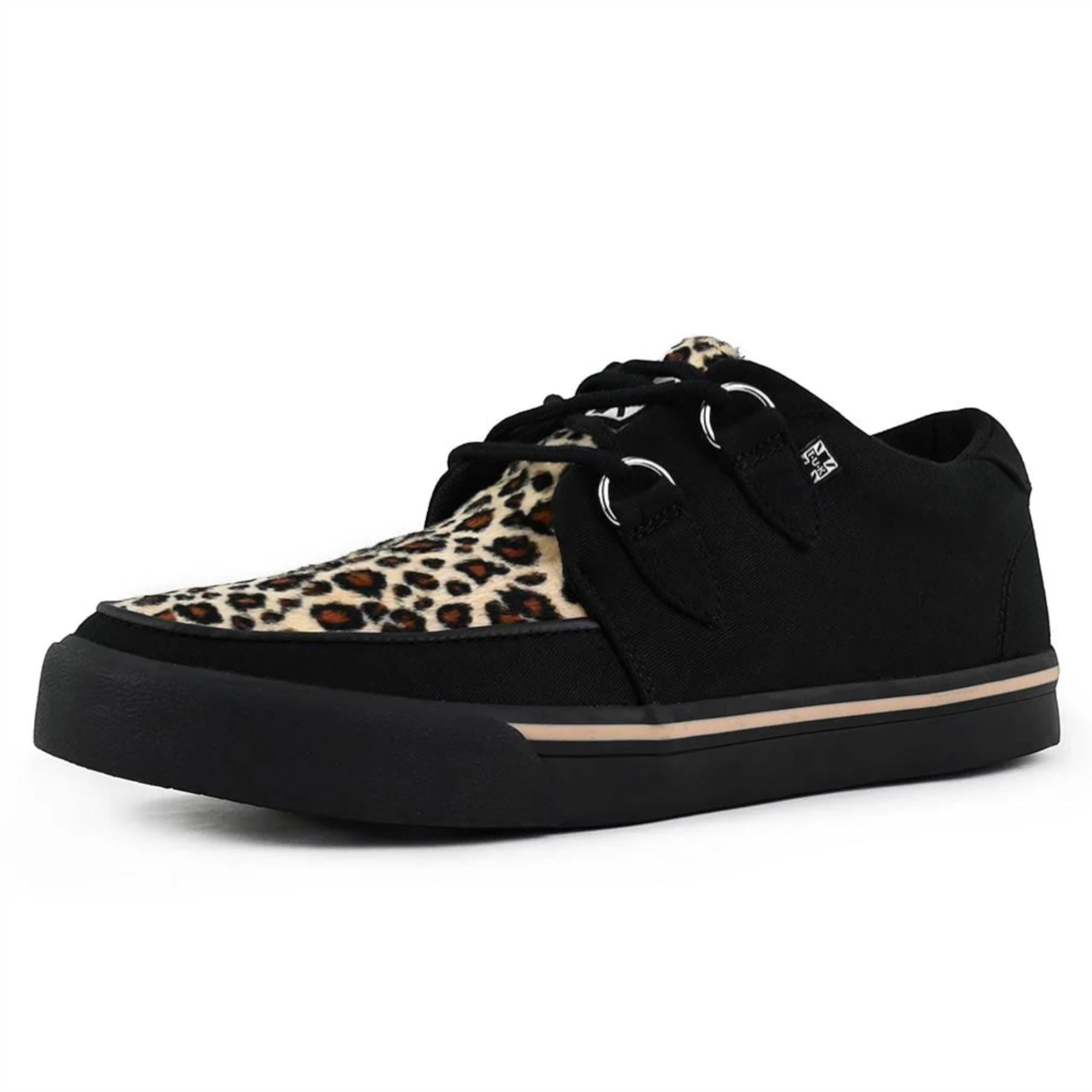 Pointed Creeper Sneaker Black Leopard Canvas Platform Shoes
