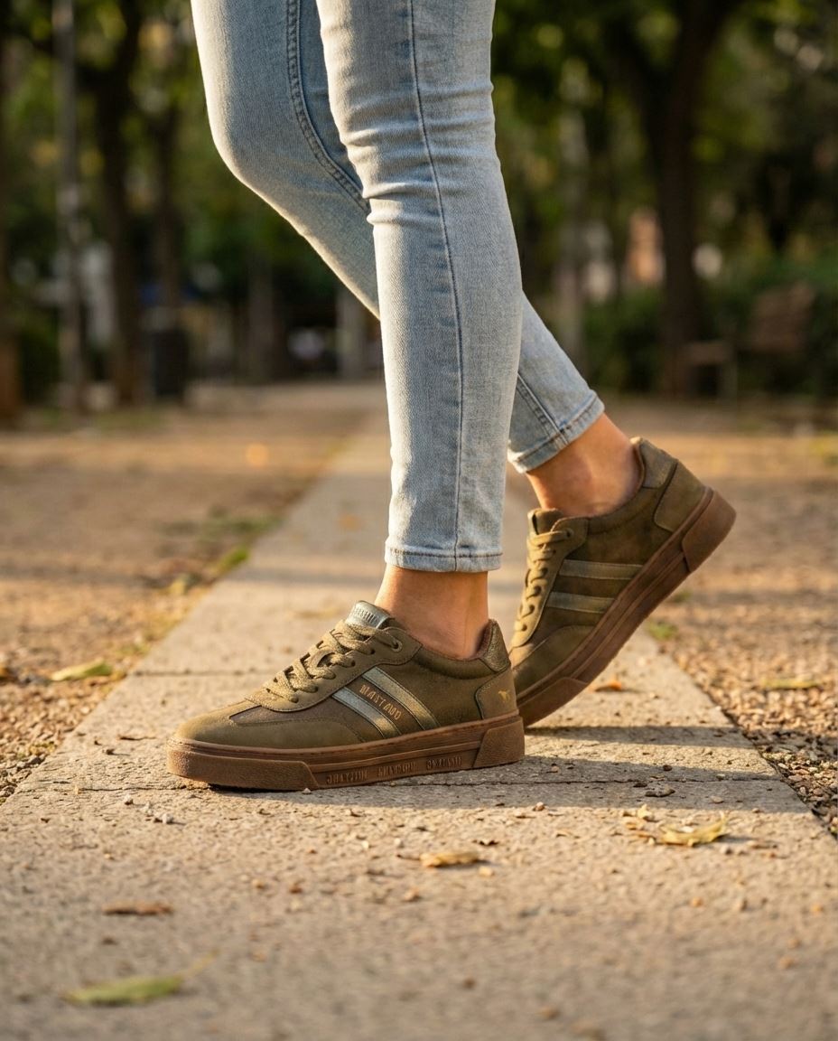 Women's Olive Green Street Platform Sneakers Shoes