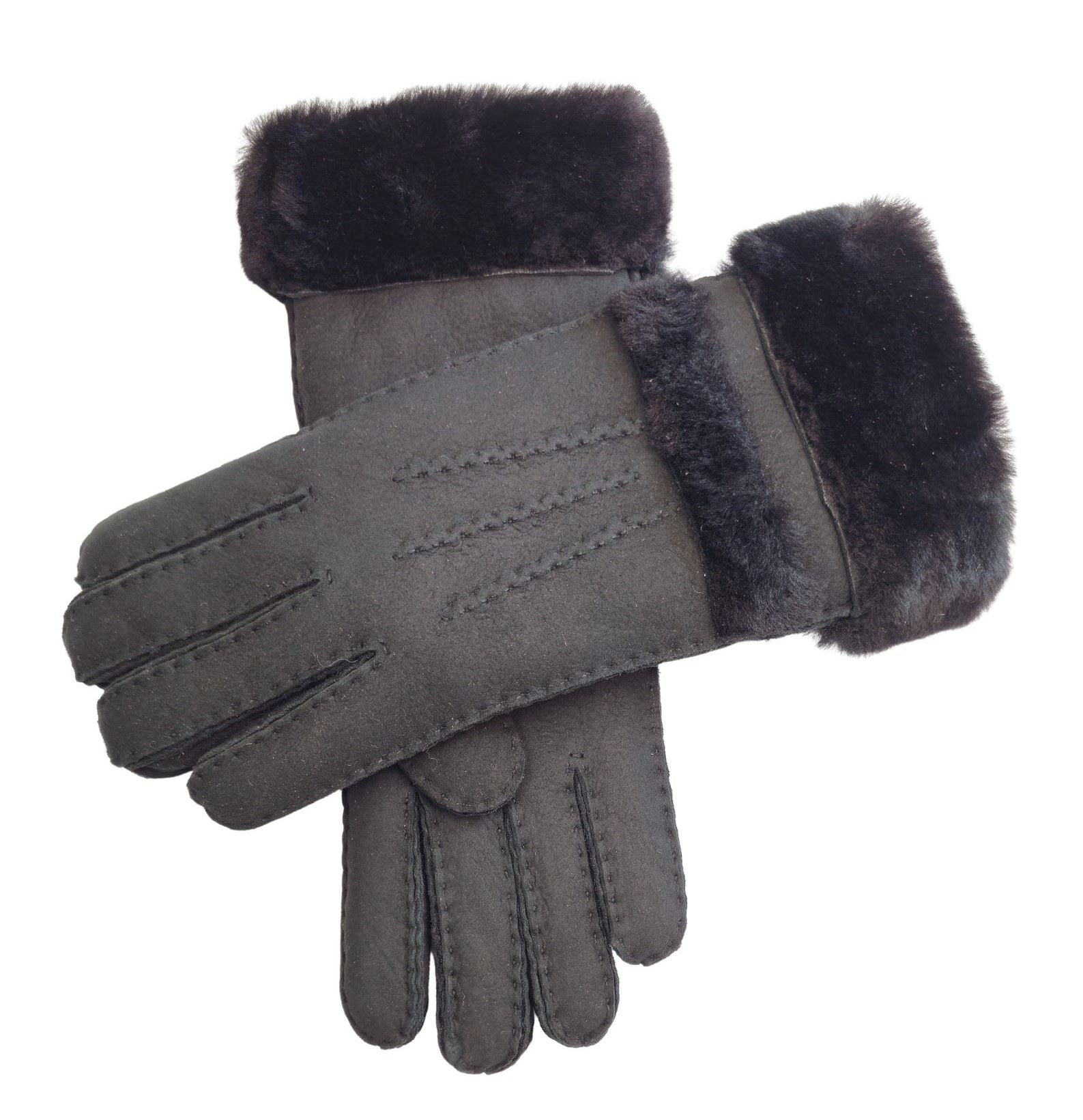 Women’s Plush Cuff Suede Leather Gloves
