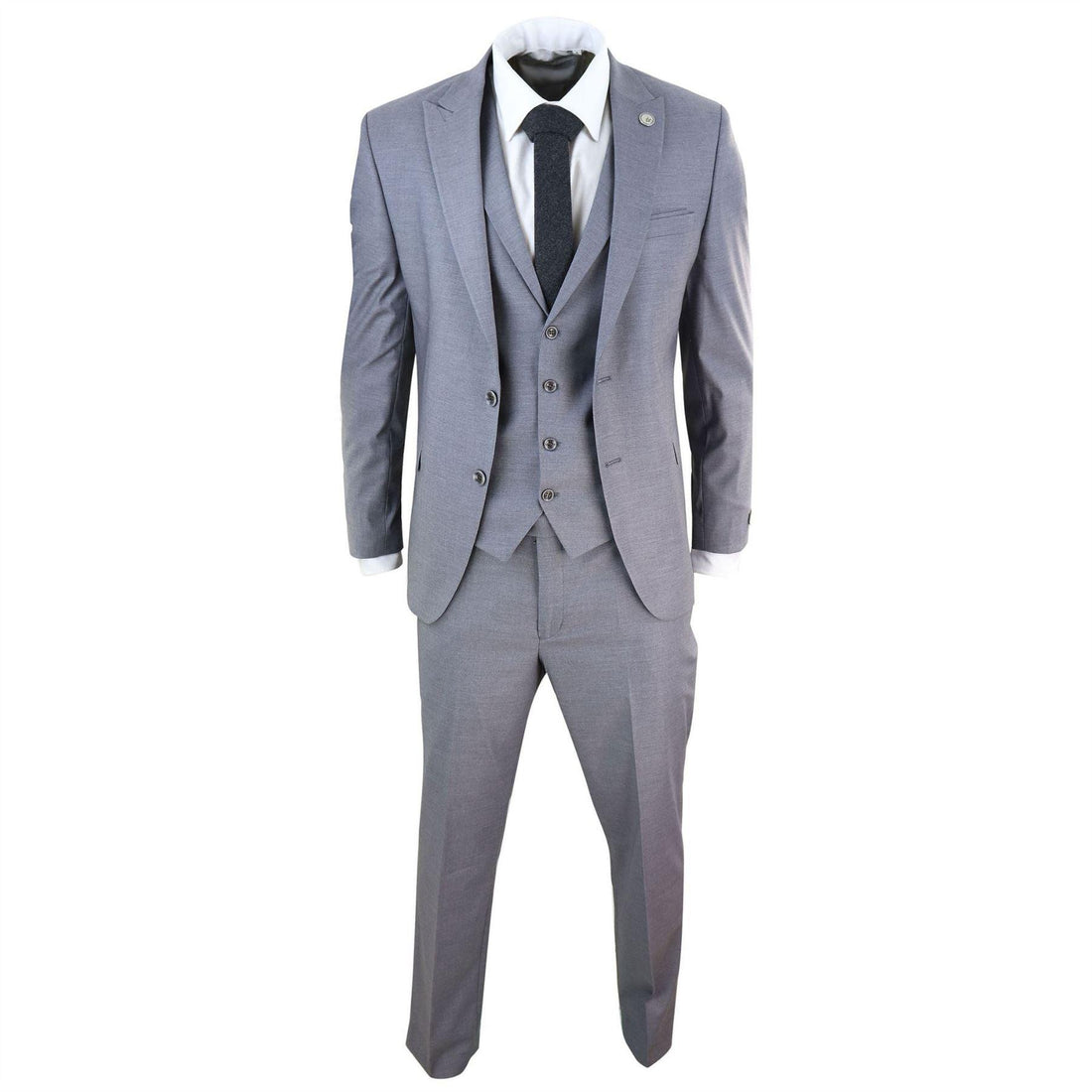 Mens 3 Piece Suit Grey Tailored Fit Smart Formal 1920s Classic Vintage Gatsby - Knighthood Store