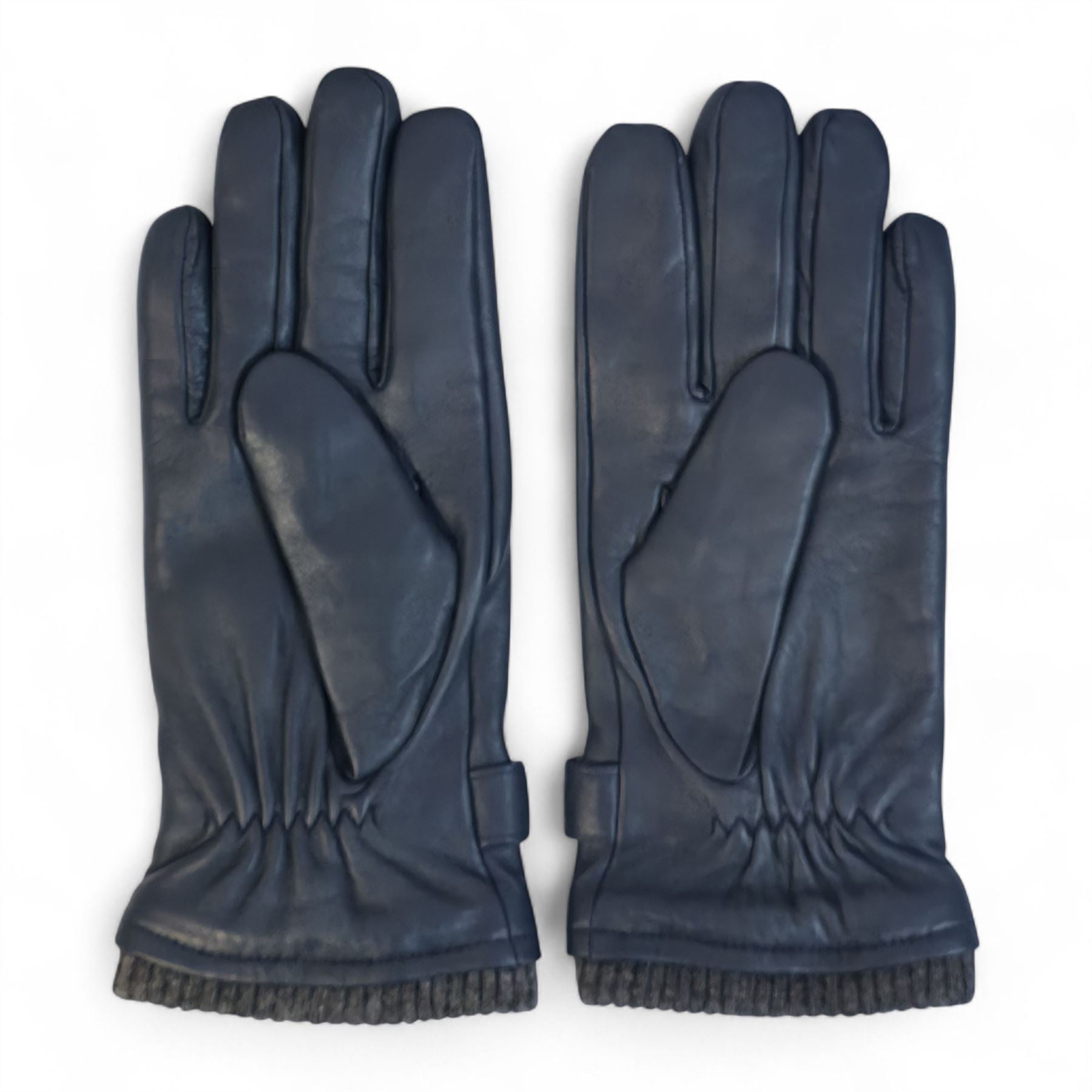 Men’s Genuine Leather Ribbed Knit Cuff Gloves