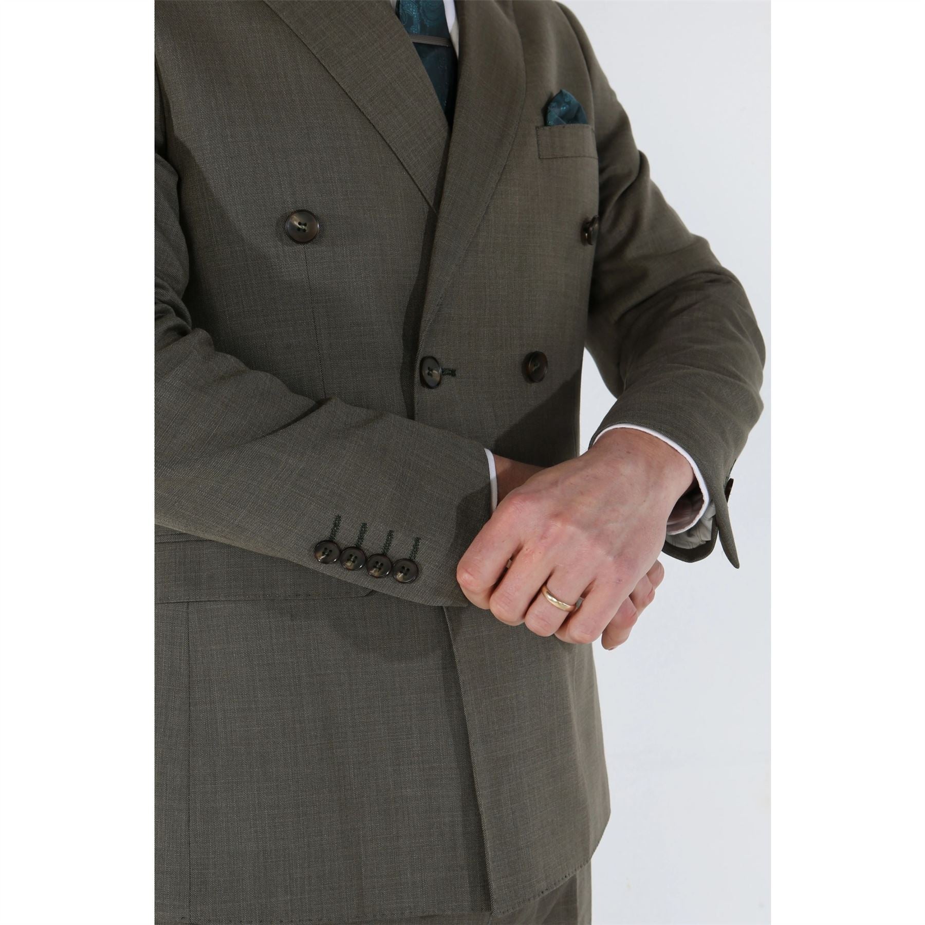 Men's Suit 2 Piece Sage Green Double Breasted Tailored Fit Summer Wedding