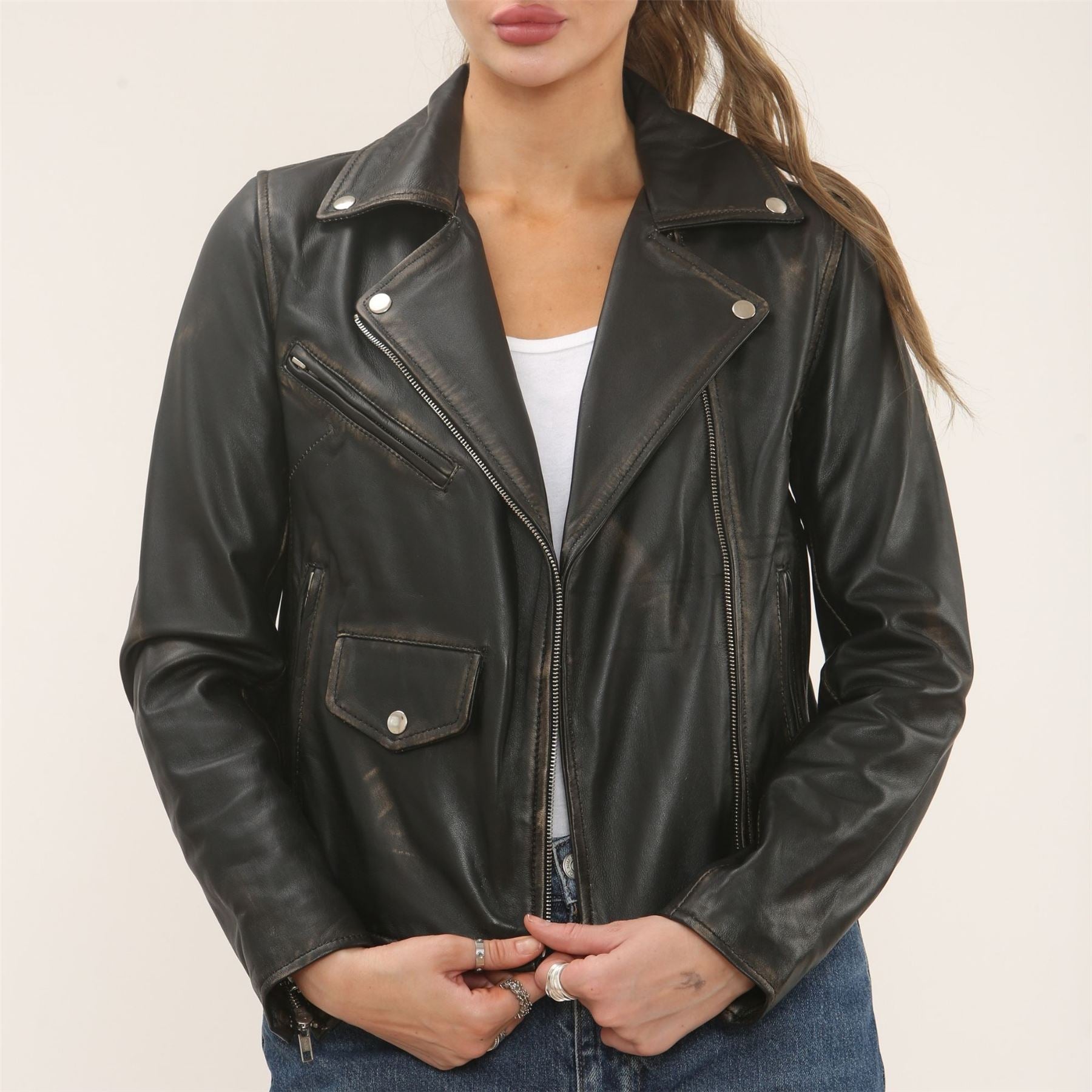 Women's Real Leather Brando Style Biker Jacket