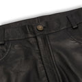 Womens Real Leather Jeans Trousers Casual Retro 1980s Vintage Black - Knighthood Store