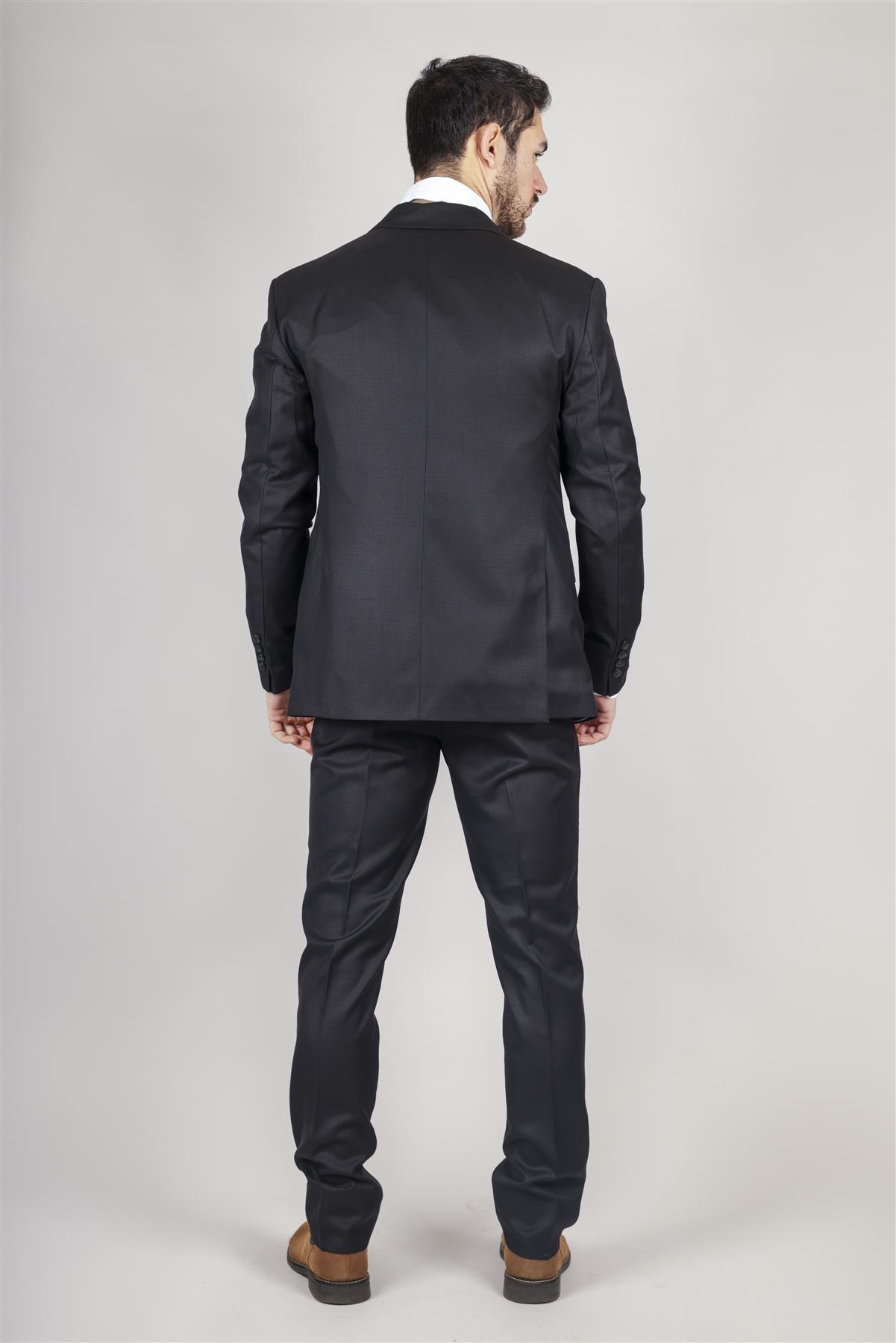 Men's Black Suit Double Breasted 3 Piece Formal Dress - Knighthood Store