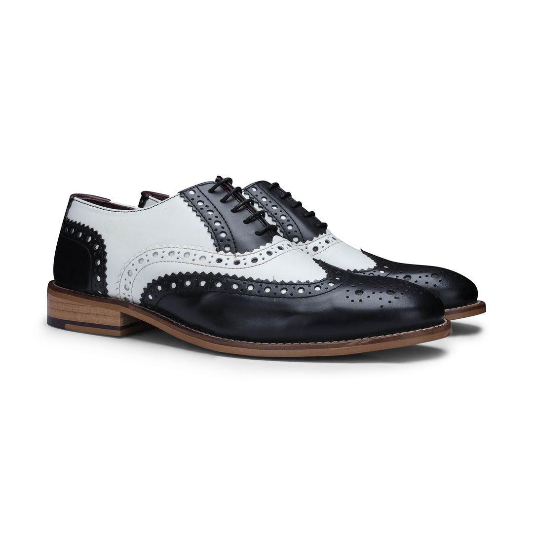 Mens Real Leather Vintage Shoes Brogues 1920s Suede Tweed Laced Shoes Smart Formal - Knighthood Store