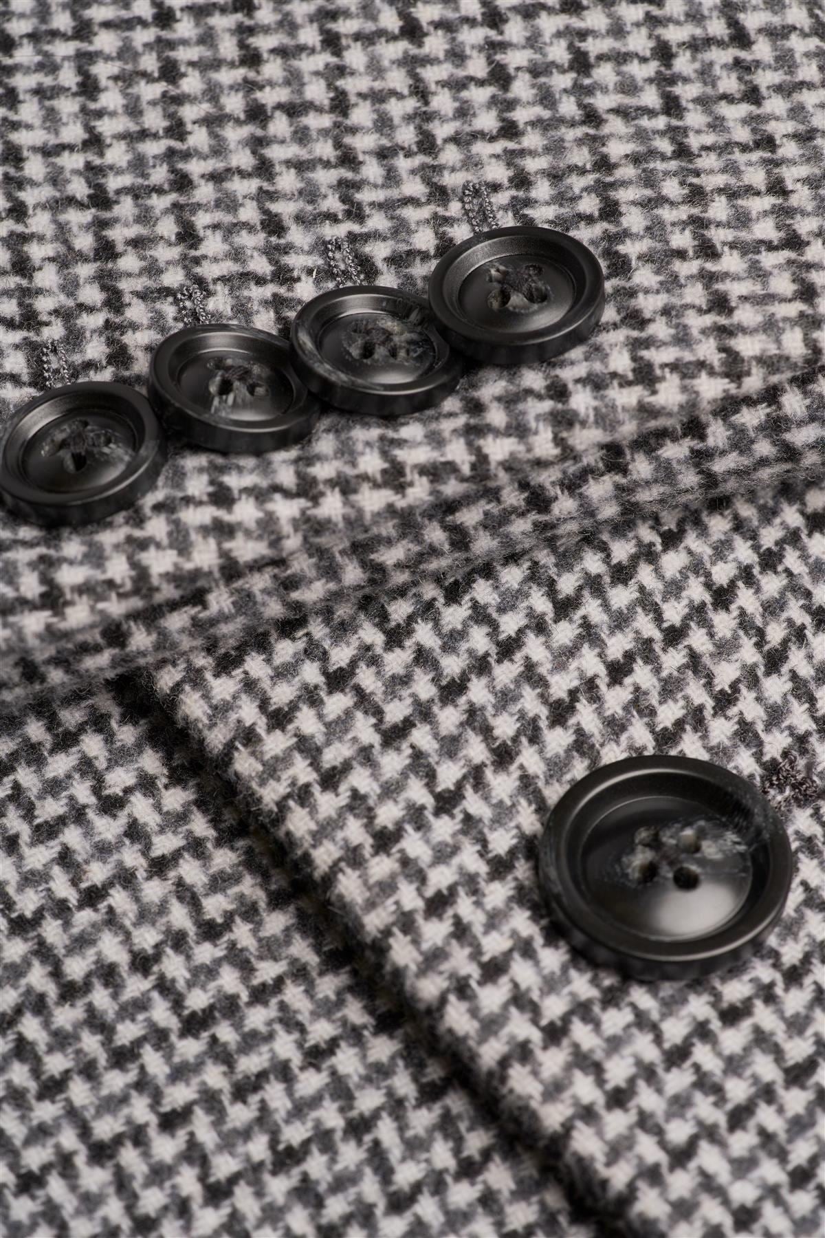 Kerry - Men's Grey Wool Blend Houndstooth Tweed Overcoat