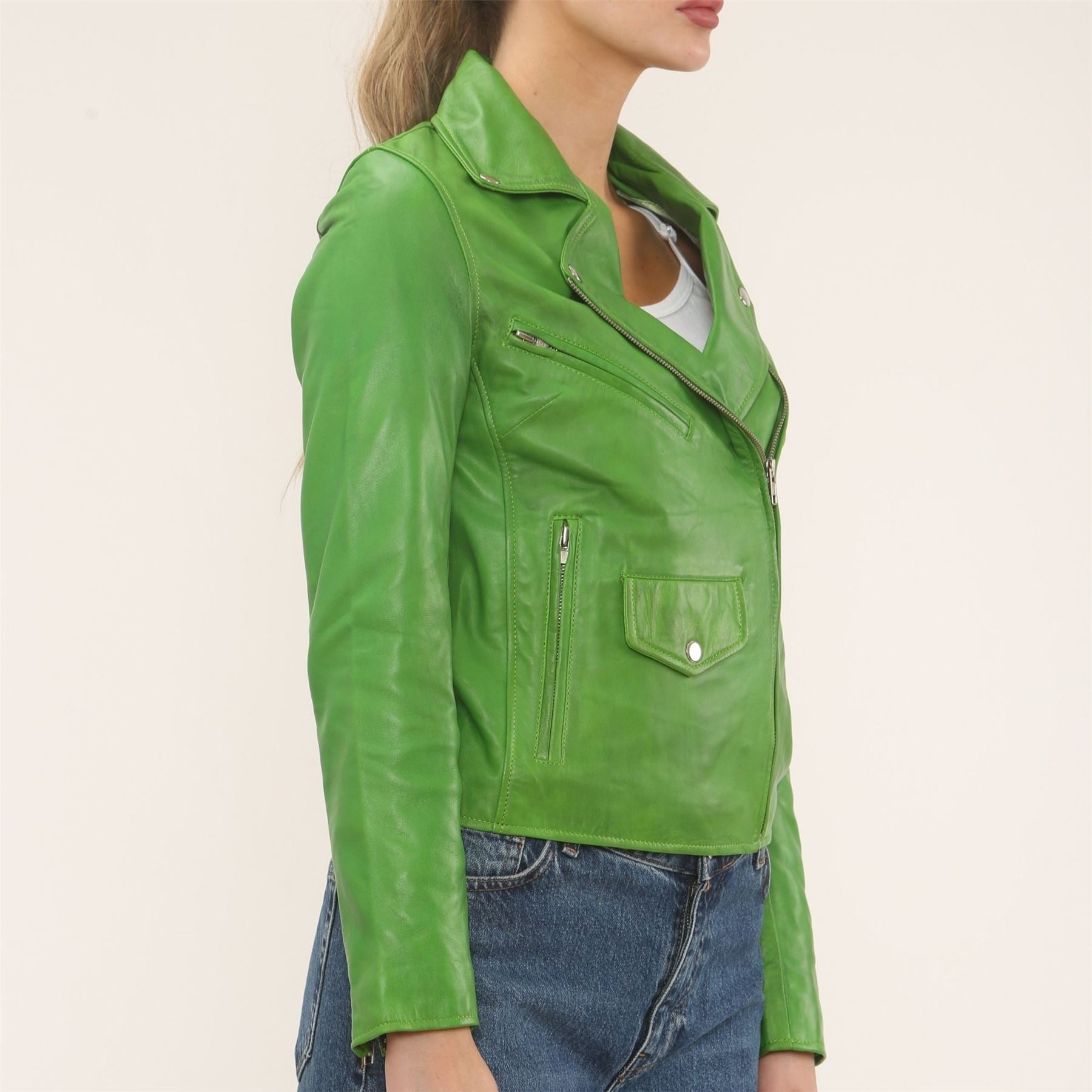 Women's Real Leather Brando Style Biker Jacket