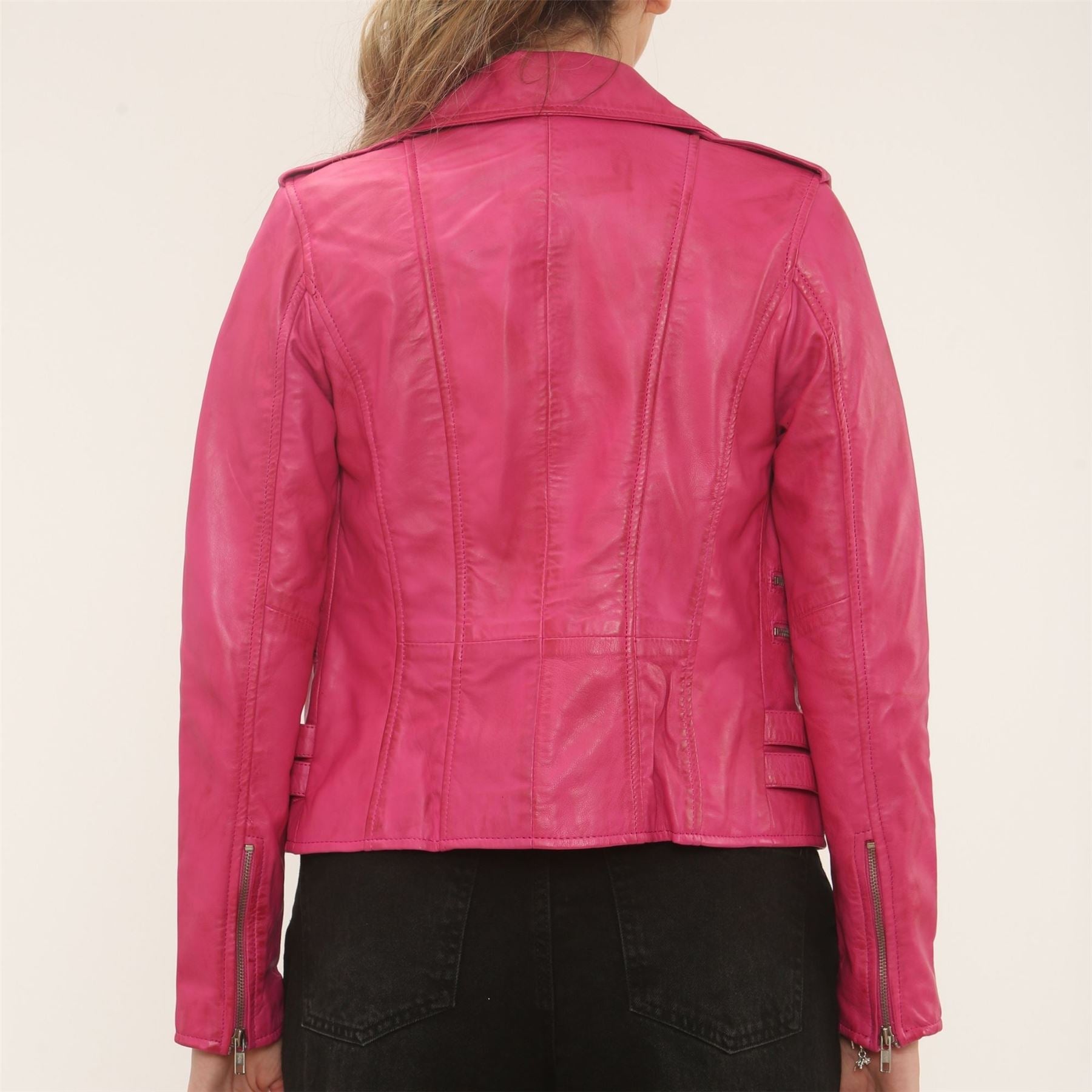 Women's Real Lamb Nappa Leather Vintage Biker Jacket