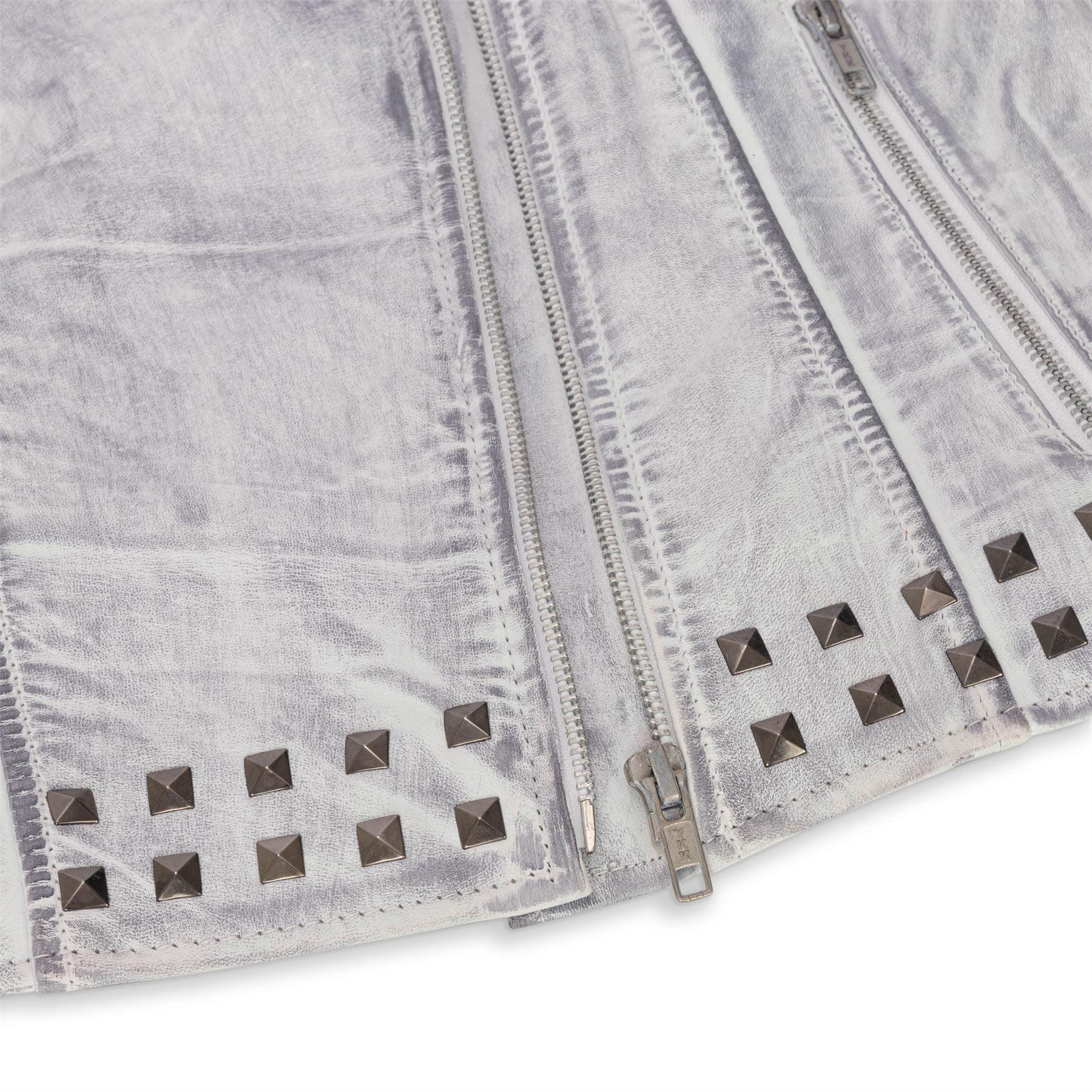 Women's Leather Jacket Cross Zip Studded Moto Brando Biker Coat - Knighthood Store