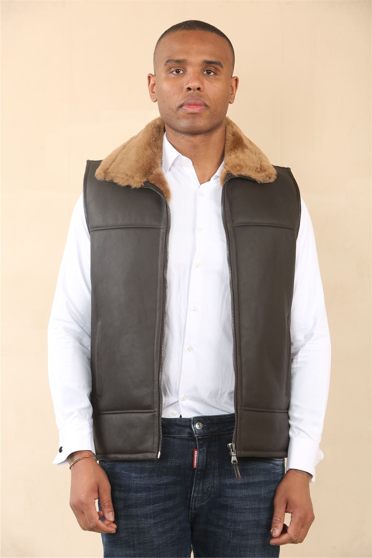 Men's Aviator Shearling Sheepskin Gilet