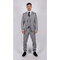 Mens 3 Piece Summer Suit Grey Check Blue Black Tailored Fit Classic Wedding Formal - Knighthood Store