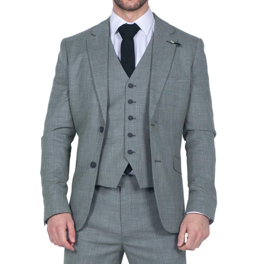 Mens 3 Piece Suit Sage Green Summer Linen Tailored Fit Wedding Prom Classic - Knighthood Store