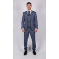 Mens 3 Piece Suit Blue Prince Of Wales Check Tailored Fit Summer Classic Vintage - Knighthood Store