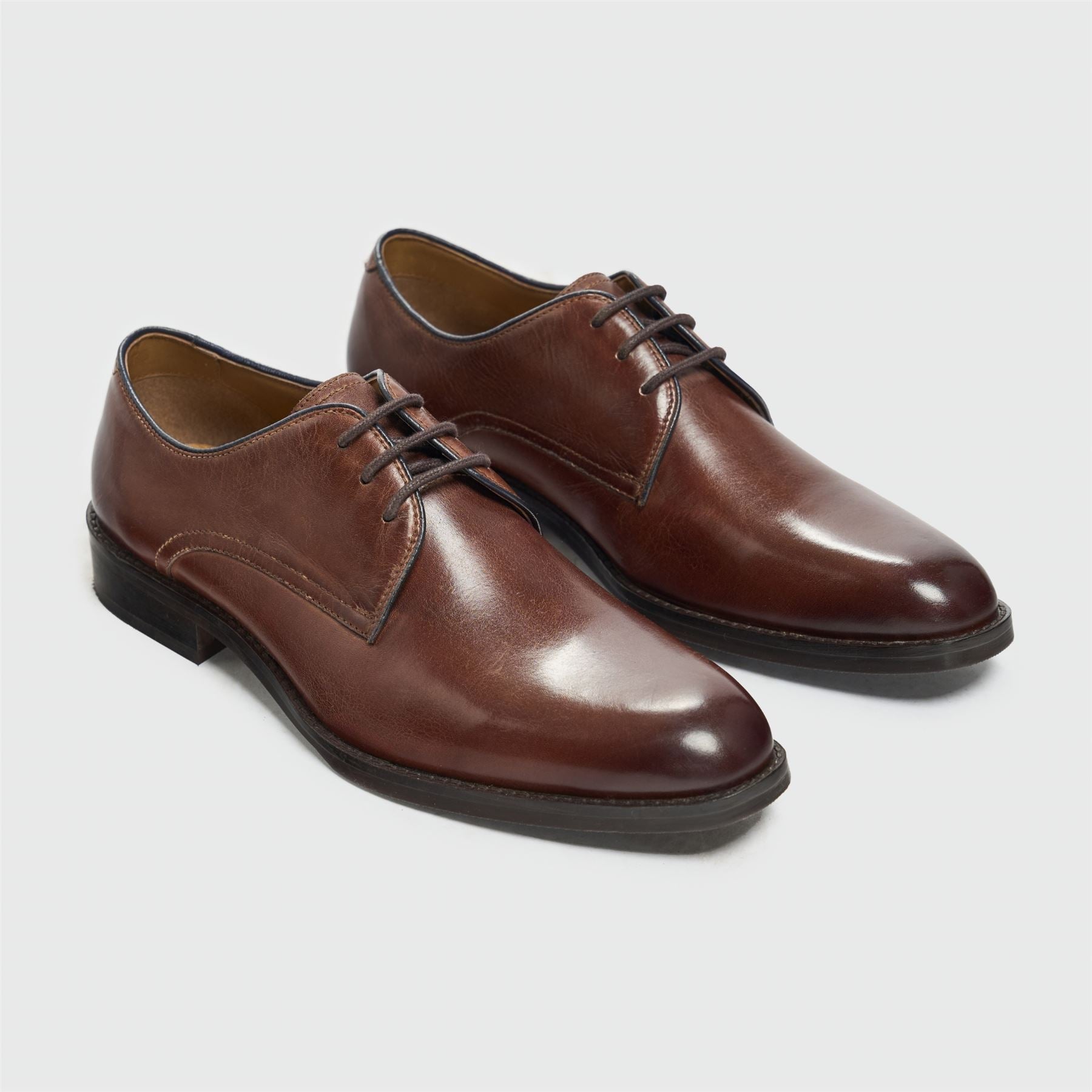 Taylor - Men's Brown Leather Classic Lace-Up Derby Shoes