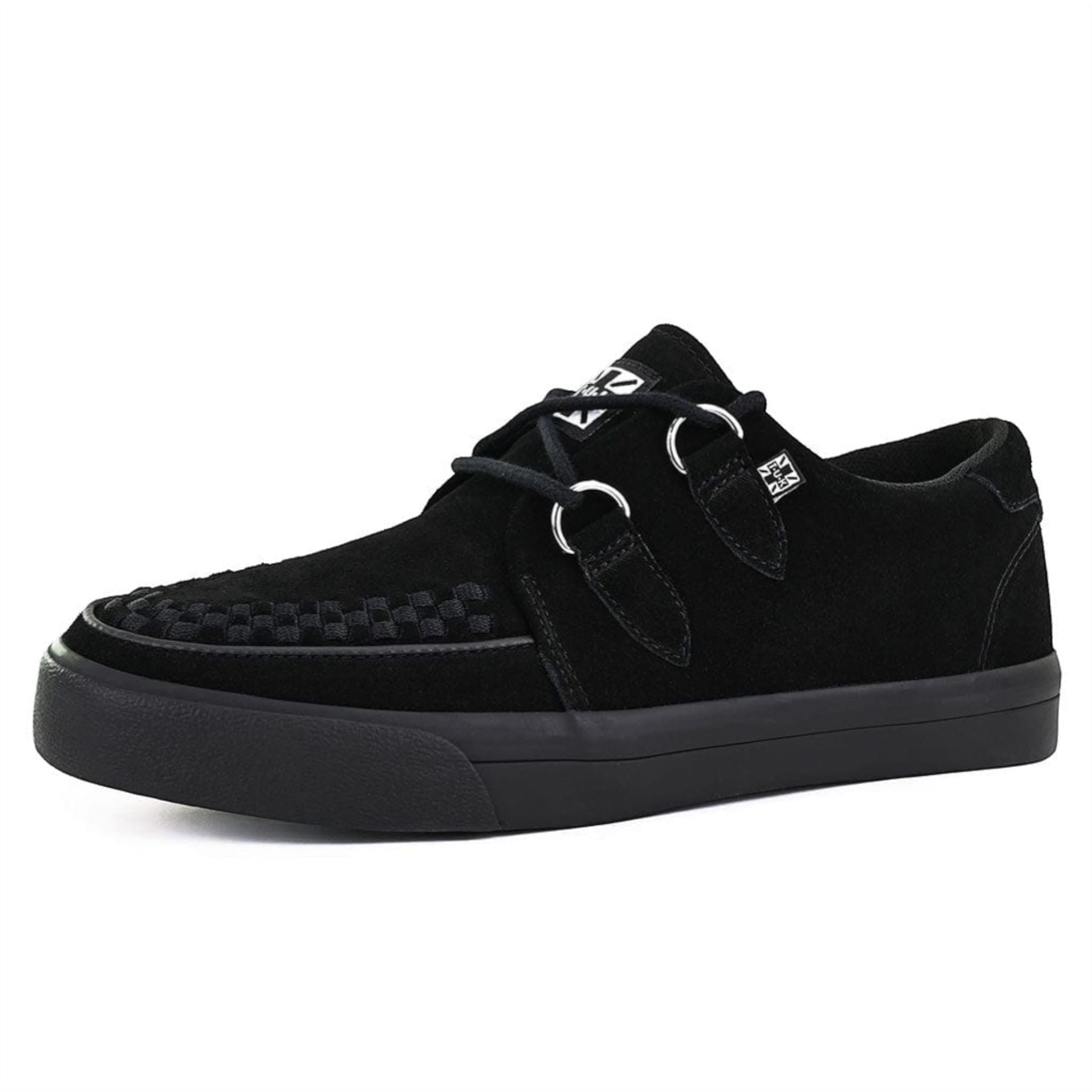 Pointed Creeper Sneaker Black Suede Platform Shoes